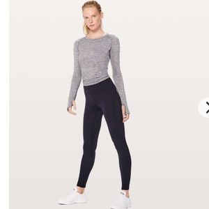 Navy Lululemon fast as fleece leggings